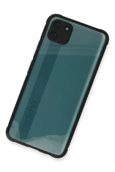 Realme C11 Kılıf Miami Şeffaf Silikon - Siyah - 3
