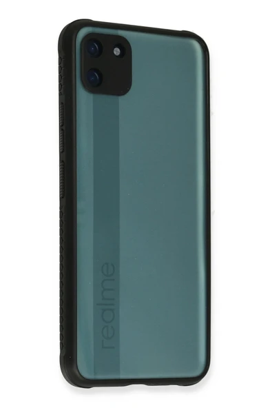 Realme C11 Kılıf Miami Şeffaf Silikon - Siyah - 1