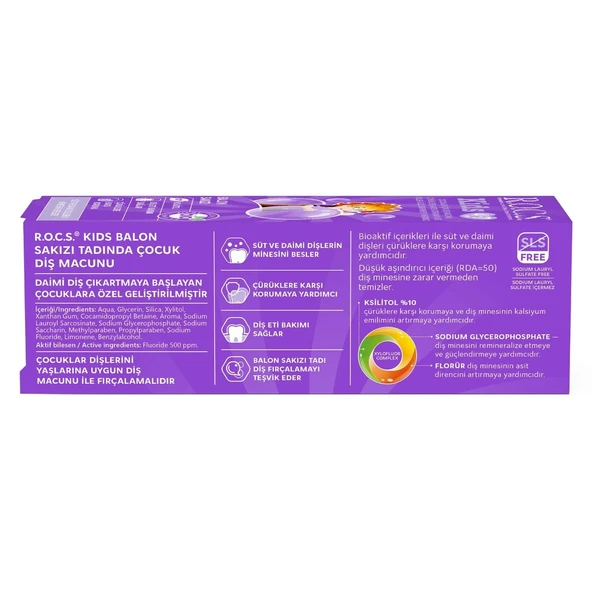 R.O.C.S.Kids Diş Macunu 35ml 4-7 Yaş Sakız - 8