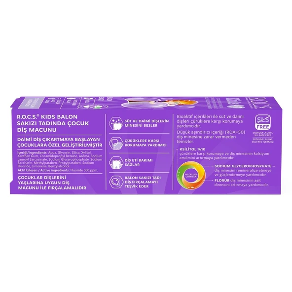R.O.C.S.Kids Diş Macunu 35ml 4-7 Yaş Sakız - 4