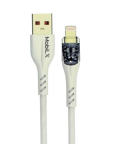 MobiLX MU-09 3.4A Örgülü Işıklı USB to Lightning Hızlı Şarj ve Data Kablosu (1m) - 4