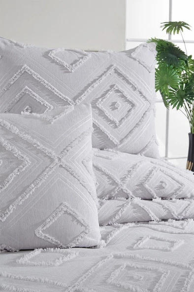 Çeyiz Diyarı Samira 3 Parça Çift Kişilik Pike Takımı Gri - Resim 7
