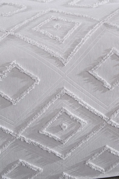 Çeyiz Diyarı Samira 3 Parça Çift Kişilik Pike Takımı Gri - Resim 6