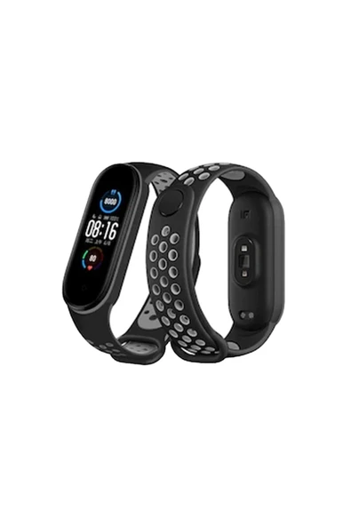 Xiaomi Mi Band 7 Spor Delikli Kordon - Siyah-Gri