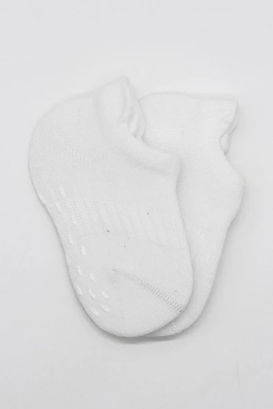 Bistyle 2'Li Sneakers Kaymaz Basic Penye Çorap BS20103 Beyaz Beyaz - Resim 3
