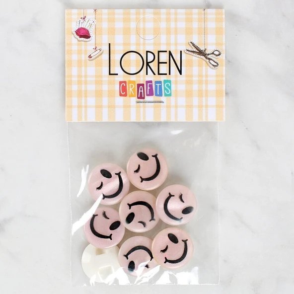 Loren Crafts 8'li Gülen Yüz Düğme - 1026 ürün görseli