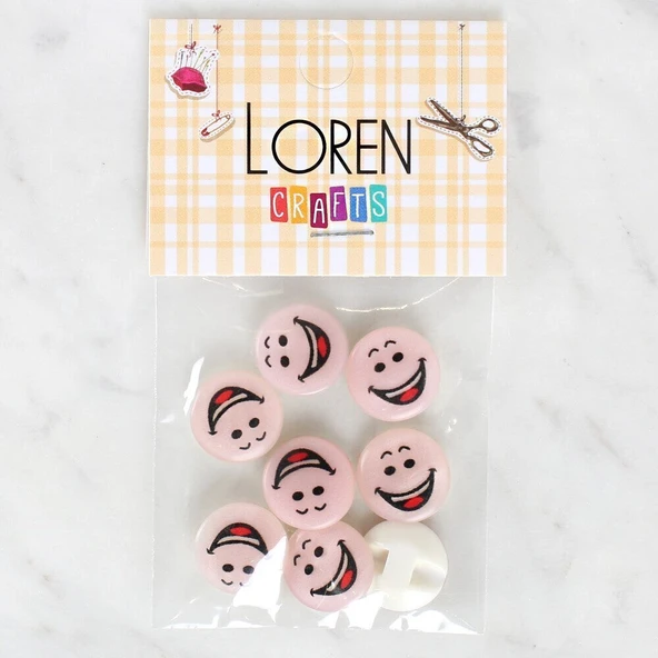 Loren Crafts 8'li Gülen Yüz Düğme - 1025 - 1
