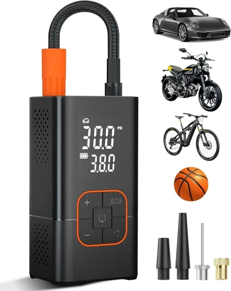 Dijital Kablosuz Usb 2*2000Mah Göstergeli Oto Lastik, Bisiklet Hava Pompası Kompresörü - 2