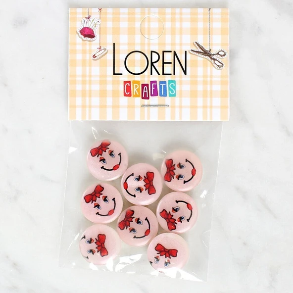 Loren Crafts 8'li Gülen Yüz Düğme - 1019 ürün görseli