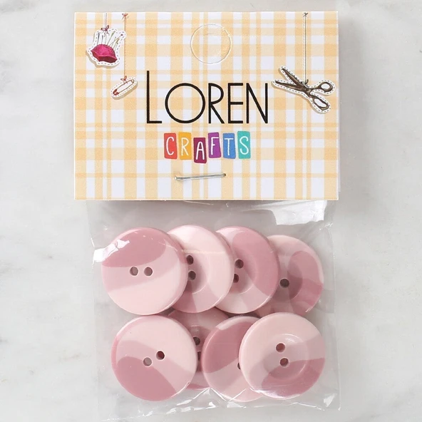 Loren Crafts 8'li Düğme Pembe - 1123 - Resim 3