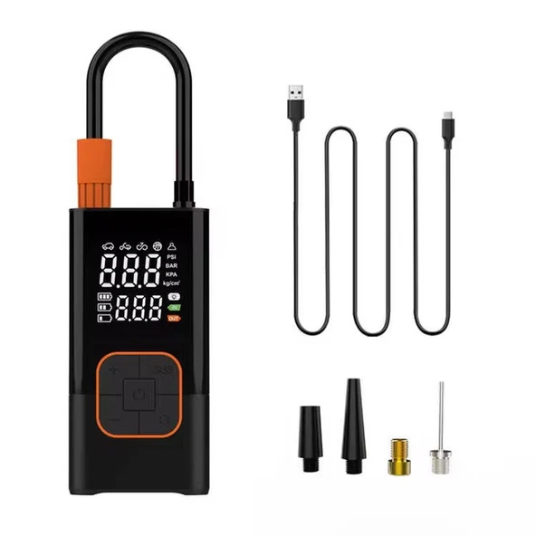 Dijital Kablosuz Usb 2*2000Mah Göstergeli Oto Lastik, Bisiklet Hava Pompası Kompresörü - 1