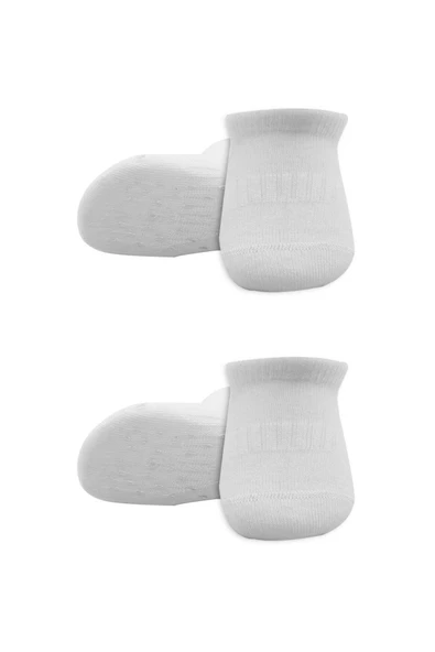 Bistyle 2'Li Sneakers Kaymaz Basic Penye Çorap BS20103 Beyaz Beyaz - Resim 2