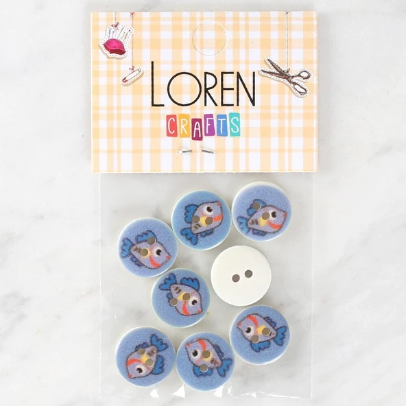 Loren Crafts 8'li Balık Düğme - 1158 - Resim 3