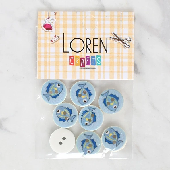 Loren Crafts 8'li Balık Düğme - 1160 - Resim 3