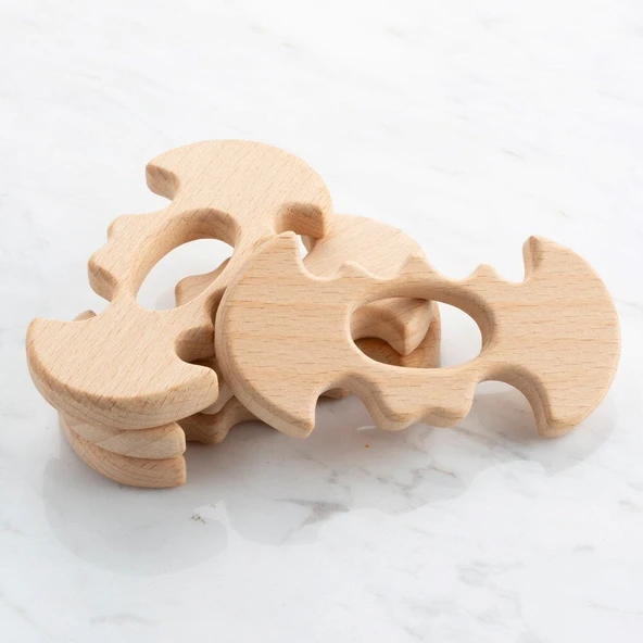 Loren 4 lü Yarasa Diş Kaşıyıcı Ahşap Halka - Resim 2