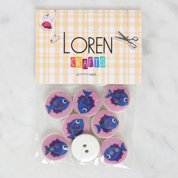 Loren Crafts 8'li Balık Düğme - 1186 ürün görseli