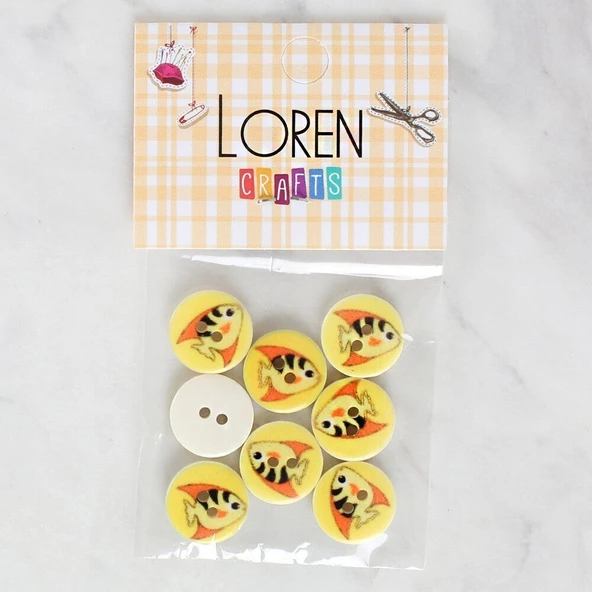 Loren Crafts 8'li Balık Düğme - 1165 - Resim 3
