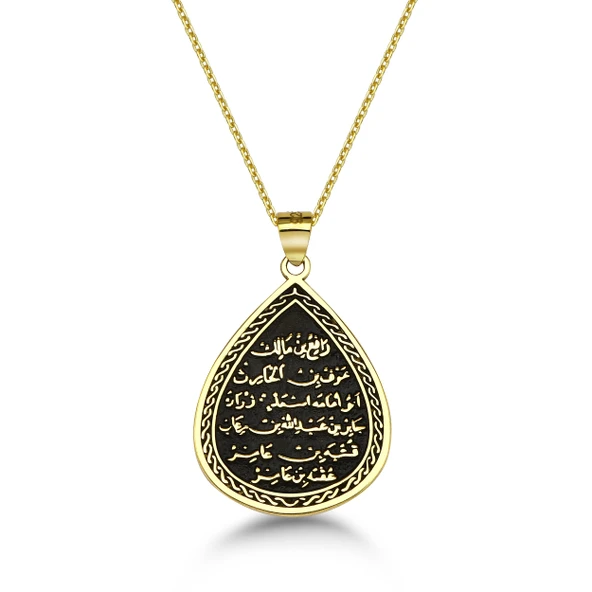 Kıtmir Duası Gümüş Kolye - Altın ürün görseli 1