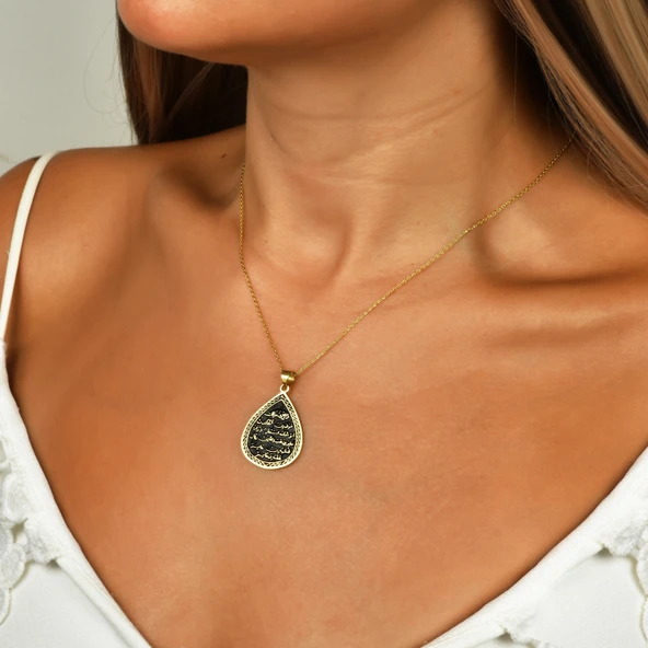 Kıtmir Duası Gümüş Kolye - Altın - Resim 2