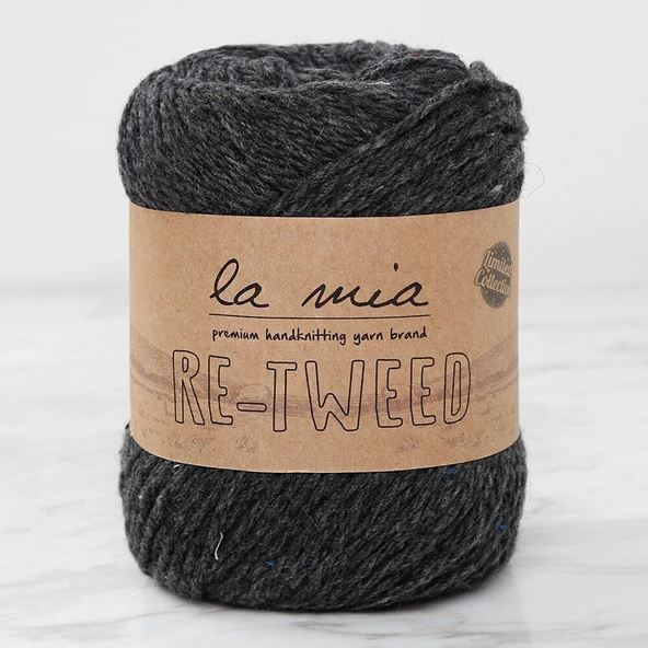 La Mia Re-Tweed Koyu Gri Melanj El Örgü İpi - L158 - 1