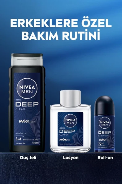 Nivea Men Erkek Tıraş Sonrası Losyon Deep Dimension Comfort 100ml, Erkeksi Koku, Yüksek Performans - Resim 7