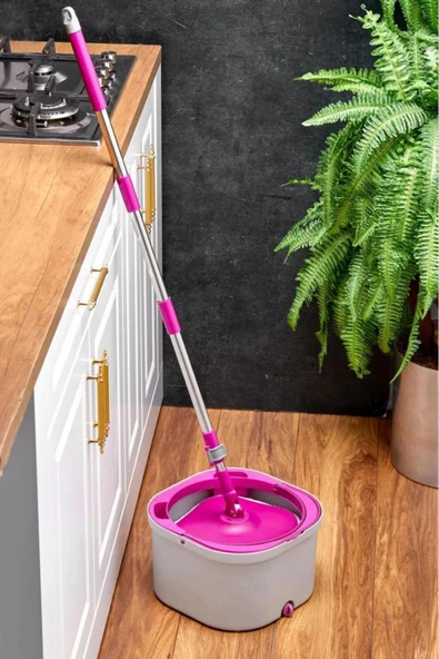 Çift Kovalı Otomatik Mop Temizlik Seti | Temiz & Kirli Su Ayrışmalı, Kendini Sıkan Mikrofiber Paspas - Resim 3