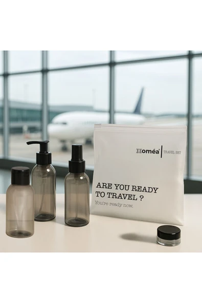 Plastik Seyahat Boy 100ml Füme Şişe ve Kavanoz 4’lü Set – Çantalı Seyahat Kiti ürün görseli 1