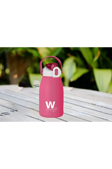 BPA İçermez 1500 ml Pembe Su Matarası – Taşıma Askılı, Kilitli Kapaklı, Spor Günlük Kullanıma Uygun - Resim 2