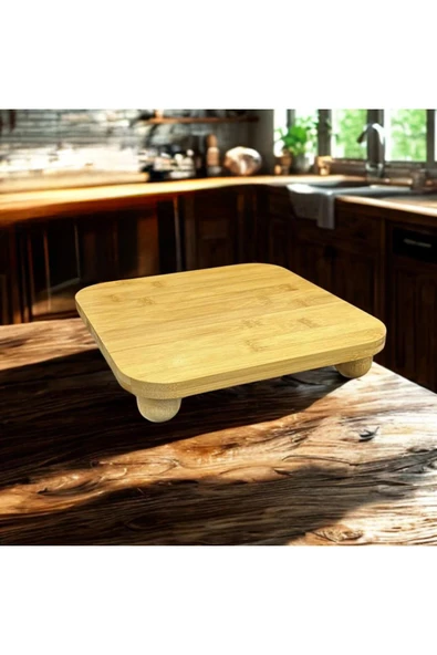 BAMBU TOP AYAKLI KARE SUNUM VE KESİM PANOSU - Resim 3