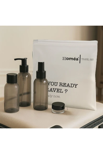 Plastik Seyahat Boy 100ml Füme Şişe ve Kavanoz 4’lü Set – Çantalı Seyahat Kiti - Resim 2