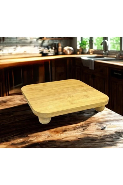 BAMBU TOP AYAKLI KARE SUNUM VE KESİM PANOSU - Resim 2