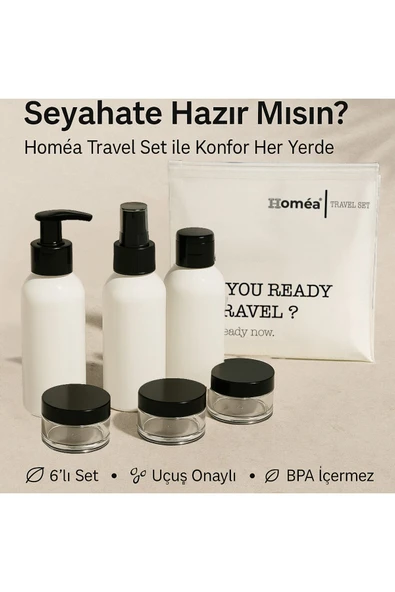 Plastik Seyahat Boy 100ml Beyaz Şişe ve Kavanoz 6’lı Set – Çantalı Seyahat Kiti - Resim 4
