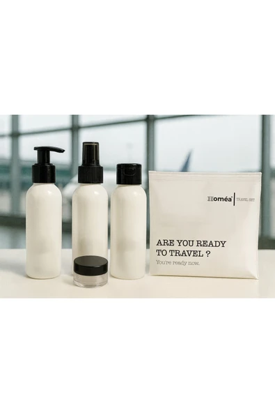 Plastik Seyahat Boy 100ml Beyaz Şişe ve Kavanoz 4’lü Set – Çantalı Seyahat Kiti ürün görseli