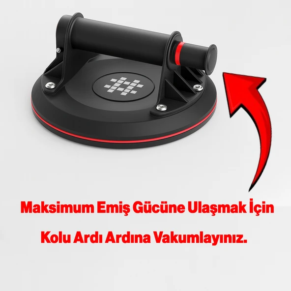140 Kg Vakumlu Vantuz Yüksek Güçlü Emiş Cam Seramik Mermer Ağır Yük Taşıma Vakum Vantus - Resim 2