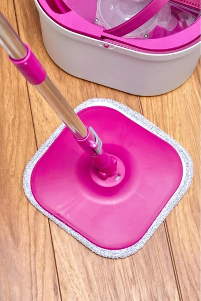 Çift Kovalı Otomatik Mop Temizlik Seti | Temiz & Kirli Su Ayrışmalı, Kendini Sıkan Mikrofiber Paspas - Resim 4