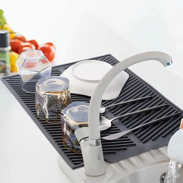 BUFFER® Büyük Bulaşık Kurutma Matı,Silikon Bulaşık Kurutma Matı Çok Amaçlı Tezgah Üstü Mat - Resim 3