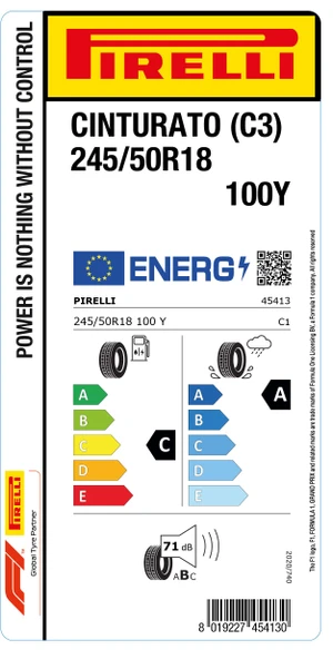 PİRELLİ 245/50R18 100Y CINTURATO (C3) - Resim 2