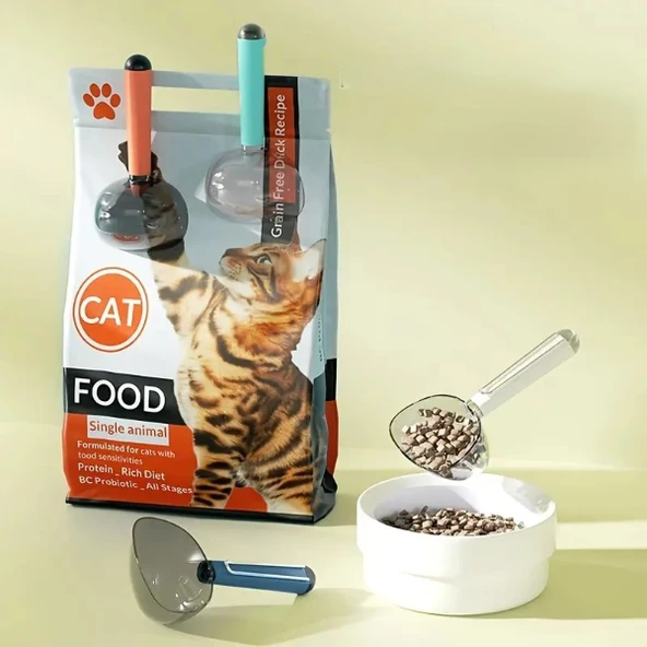 Klipsli Ölçekli Kedi Köpek Mama Küreği - Resim 2