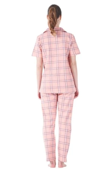 Estiva Kareli Desen Önden Düğmeli Bayan Pijama Takım - Resim 4