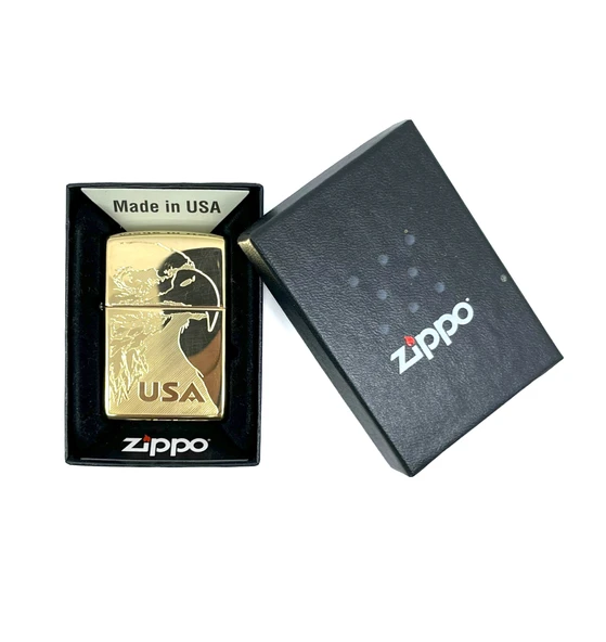 Zippo Amerikan Kartalı High Polish Brass Dizayn Çakmak - Resim 4