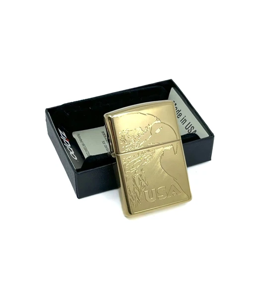 Zippo Amerikan Kartalı High Polish Brass Dizayn Çakmak - Resim 2