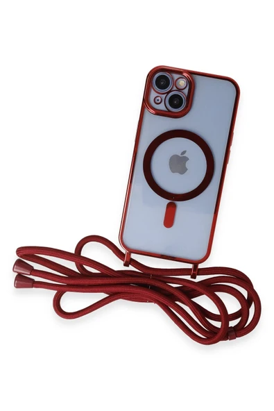 iPhone 14 Kılıf Divo Lazer Askılı Magsafe Kapak - Kırmızı - 2