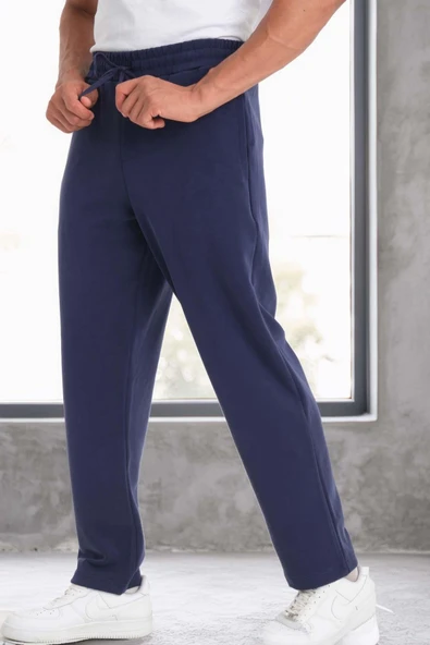 Scuba Modal Kumaş Relaxed Fit Erkek Eşofman Altı Pantolon - Lacivert - Resim 7