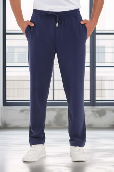 Scuba Modal Kumaş Relaxed Fit Erkek Eşofman Altı Pantolon - Lacivert - Resim 2