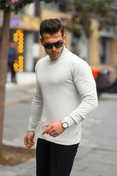 Reglan Kol Yarım Balıkçı İnce Kazak - Taş - Resim 2