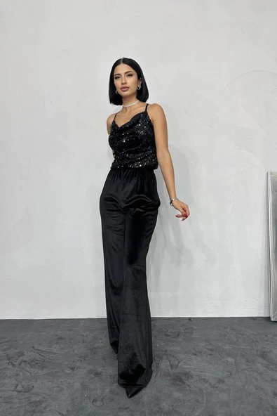 Siyah Askılı Degaje Bluz - Resim 2