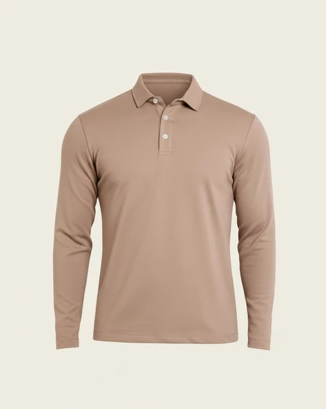 Ridley Regular Fit Doubleface Interlok Polo Yaka Erkek Sweatshirt - Bej ürün görseli
