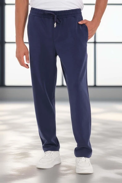 Scuba Modal Kumaş Relaxed Fit Erkek Eşofman Altı Pantolon - Lacivert - Resim 4