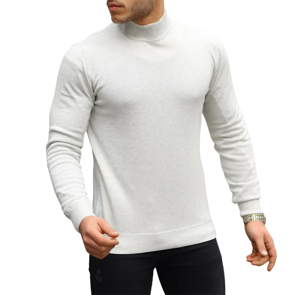 Reglan Kol Yarım Balıkçı İnce Kazak - Taş - Resim 4