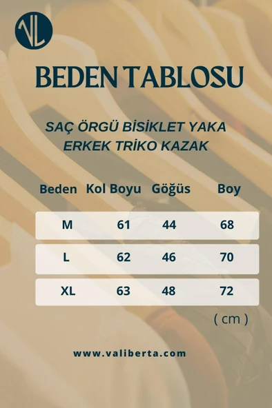Saç Örgülü Bisiklet Yaka Erkek Triko Kazak - Füme - Resim 7